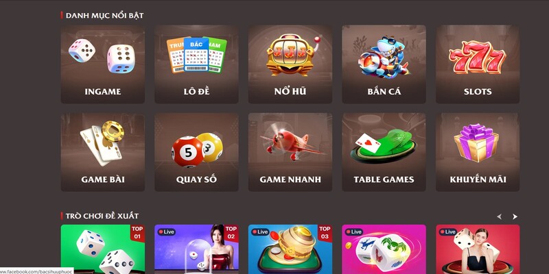 Các trò chơi nổi bật trong danh mục game khi giới thiệu XO88